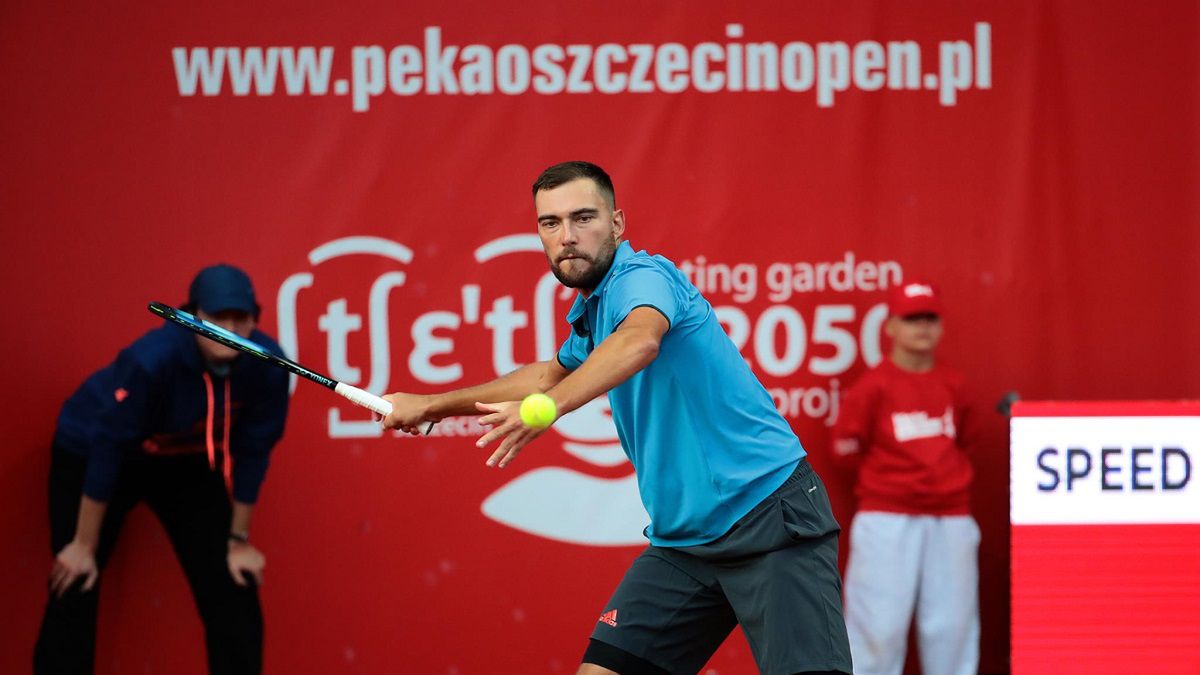 Materiały prasowe / Pekao Szczecin Open / Na zdjęciu: Jerzy Janowicz na kortach w Szczecinie