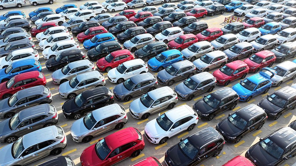 China Automobile Sales Growth
A large number of exported automobiles gather at the port to be loaded onto ships in Lianyungang City, Jiangsu Province, China, on August 12, 2025. (Photo by Costfoto/NurPhoto via Getty Images)
NurPhoto
vehicles, car export, global trade, automotive industry, nurphoto, car shipping, costfoto, chinese port, china, automotive export, port, vehicle shipment, export logistics, august 12, export market, international trade, export economy, port operations, maritime transport, shipping industry, automobile gathering, export, ships, trade, vehicle loading, logistics, export hub, exported automobiles