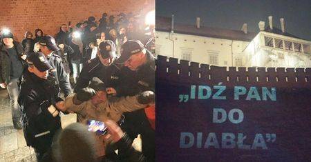 Protesty na Wawelu! Demonstranci zablokowali wjazd Kaczyńskiemu. "Idź pan do diabła!"