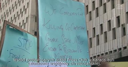 Protest przeciwko zamordowaniu chrześcijańskiego małżeństwa