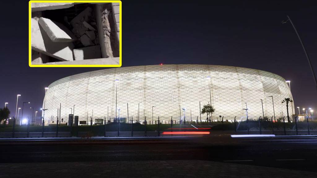 Getty Images /  James Williamson - AMA oraz SportsBible Instagram / Na zdjęciu:  Al Thumama Stadium oraz usterka