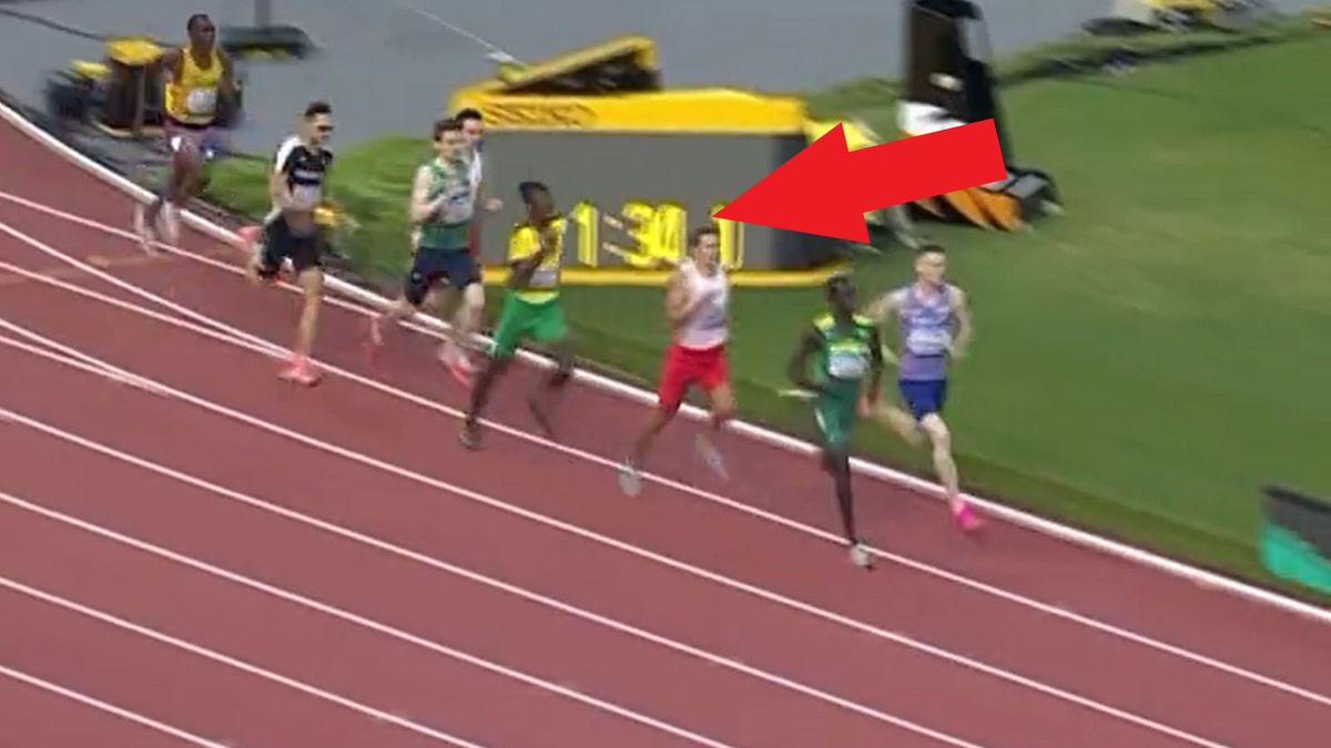 Twitter / TVP Sport / Na zdjęciu: Mateusz Borkowski finiszuje w eliminacjach biegu na 800 m