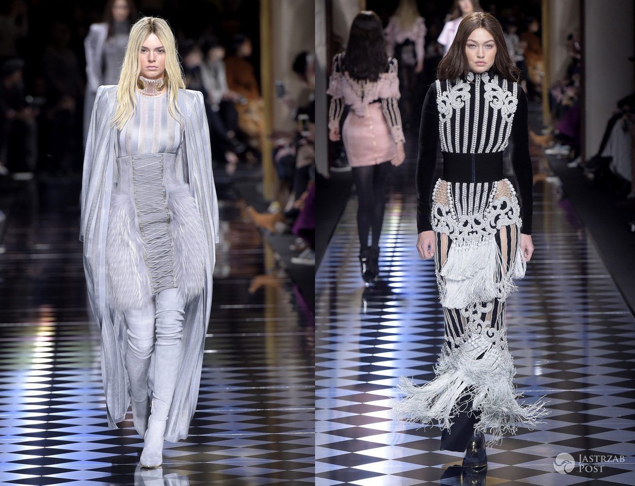 Kendall Jenner i Gigi Hadid w pokazie Balmain jesień-zima 2016/2017 (fot. East News)