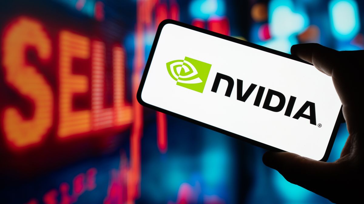 Nvidia logo on smartphone screen, red stock market chart spelling "sell" background. AI artificial intelligence concept drawdown bear or bearish wall street market, Puebla, Mexico, December 22, 2024
Alan Mazzocco Berra
nvidia, logotype, logo, red, sell, stock, chart, signal, down, drawdown, wall street, falling, crash, crashing, bearish, artificial intelligence, marketing, phone, screen, spelling, button, cyberspace, stock market, bear, software, social media, business, editorial, network, online, icon, internet, signs, service, display, market, concept, application, smart, technology, multimedia, smartphone, company, information, digital, brand, future, nvidia, logotype, logo, red, sell, stock, chart, signal, down, drawdown, wall street, falling, crash, crashing, bearish, artificial intelligence, marketing, phone, screen, spelling, button, cyberspace, stock market, bear, software, social media, business, editorial, network, online, icon, internet, signs, service, display, market, concept, application, smart, technology, multimedia, smartphone, company, information, digital, brand, future