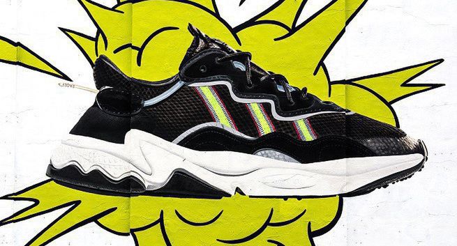 Buty Ozweego marki Adidas promowane animowanym muralem