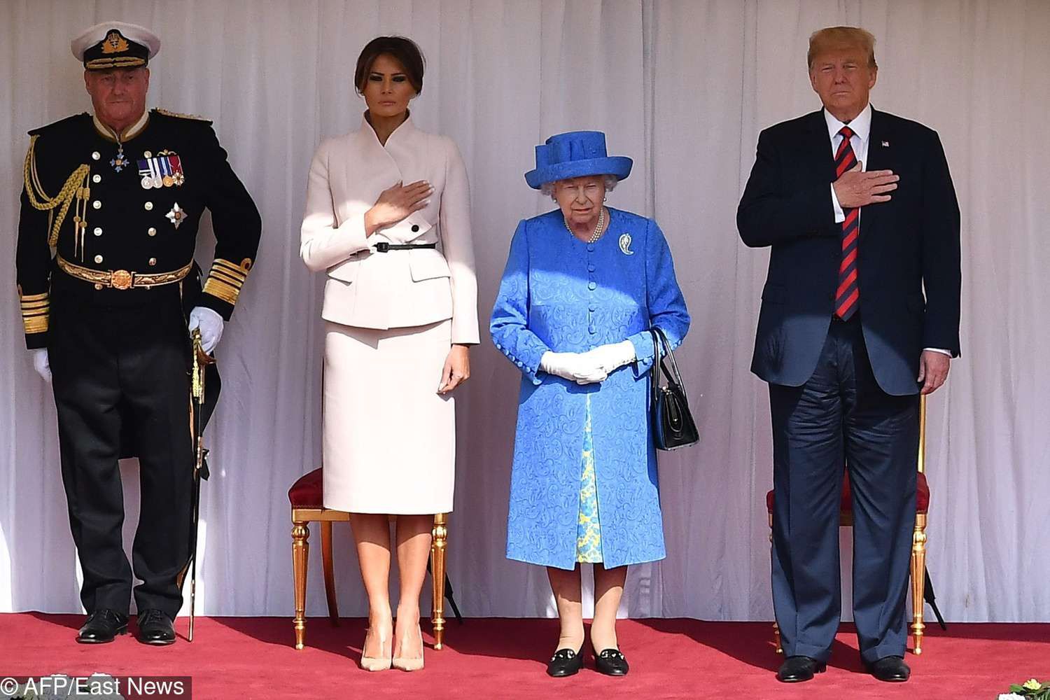 Melania Trump i Donald Trump na spotkaniu z królową Elżbietą II