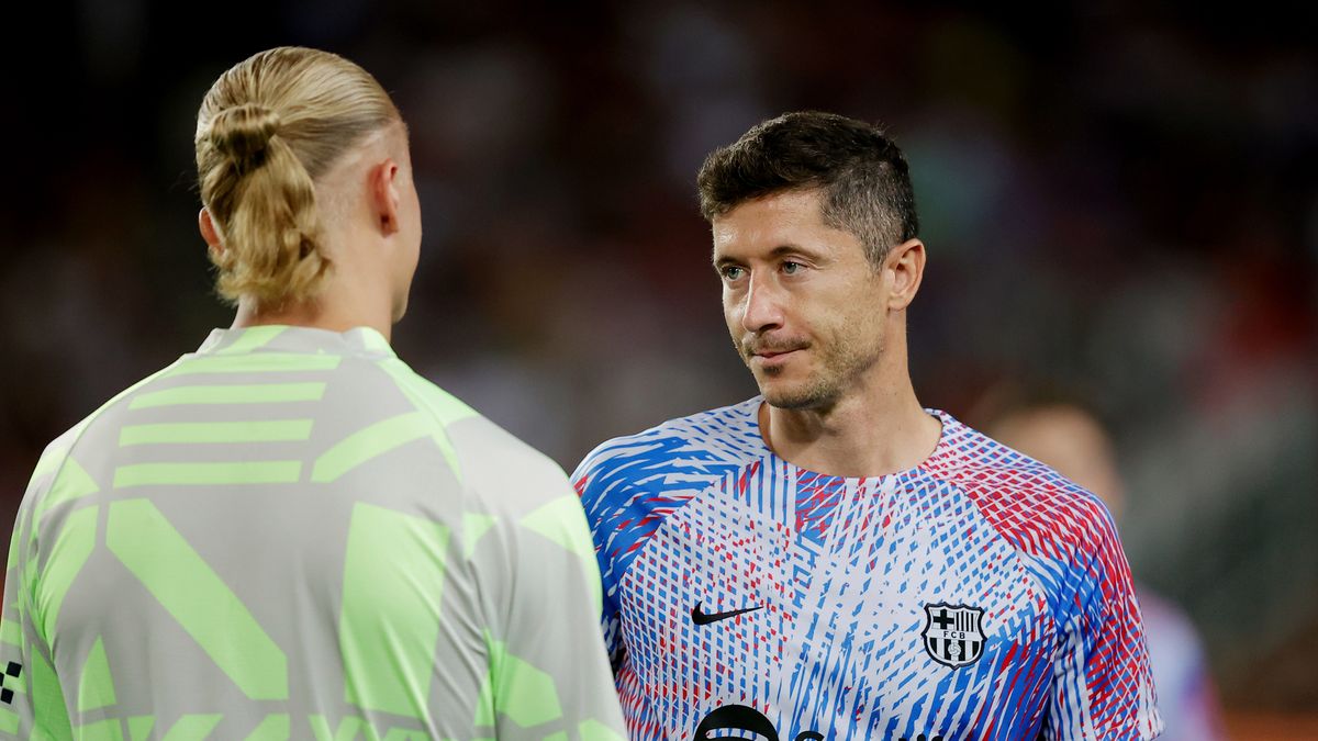 Getty Images / David S. Bustamante/Soccrates / Na zdjęciu: Erling Haaland i Robert Lewandowski