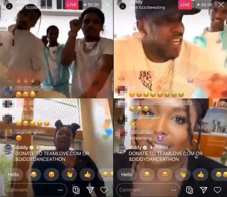 Lizzo podczas transmisji live Diddy'ego