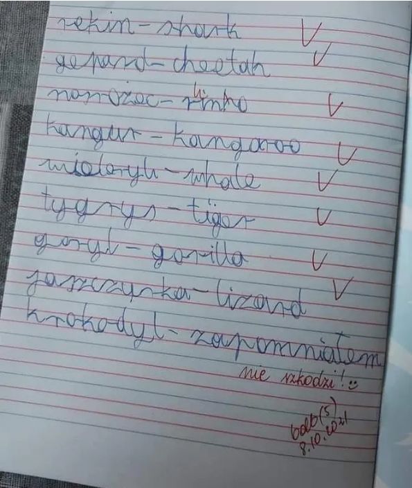 kartkowka jezyk angielski szkola uczen ocena nauczyciel