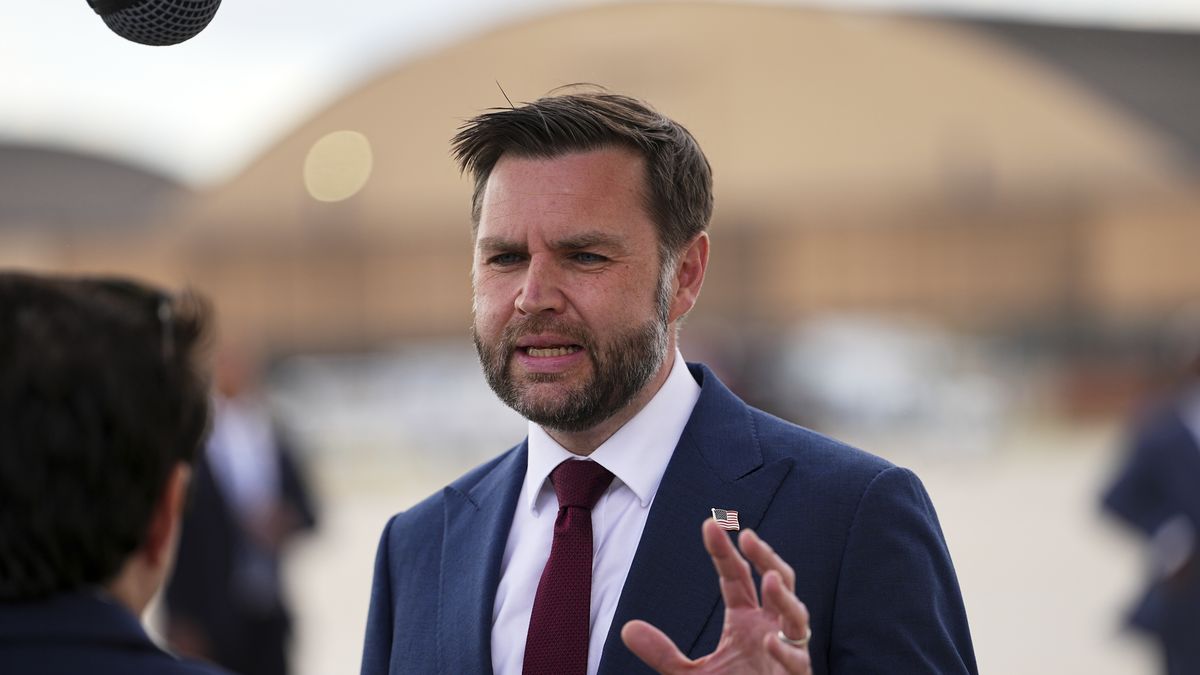 JOINT BASE ANDREWS, MARYLAND - MAY 28:  U.S. Vice President JD Vance speaks with reporters on May 28, 2026 at Joint Base Andrews, Maryland. Vance is returning from Colorado Springs where he attended the United States Air Force Academy Graduation Ceremony. (Photo by Matt Rourke-Pool/Getty Images)