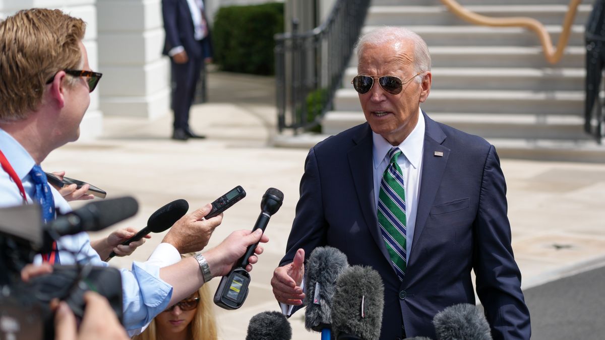 President Joe Biden departs the White House on August 13, 2024 in Washington, DC. Biden is traveling to New Orleans to participate in a Biden Cancer Moonshot Event.. (Photo by Andrew Leyden/NurPhoto via Getty Images)