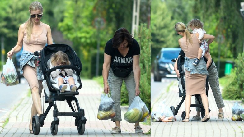 Joanna Krupa na spacerze z mamą i córką