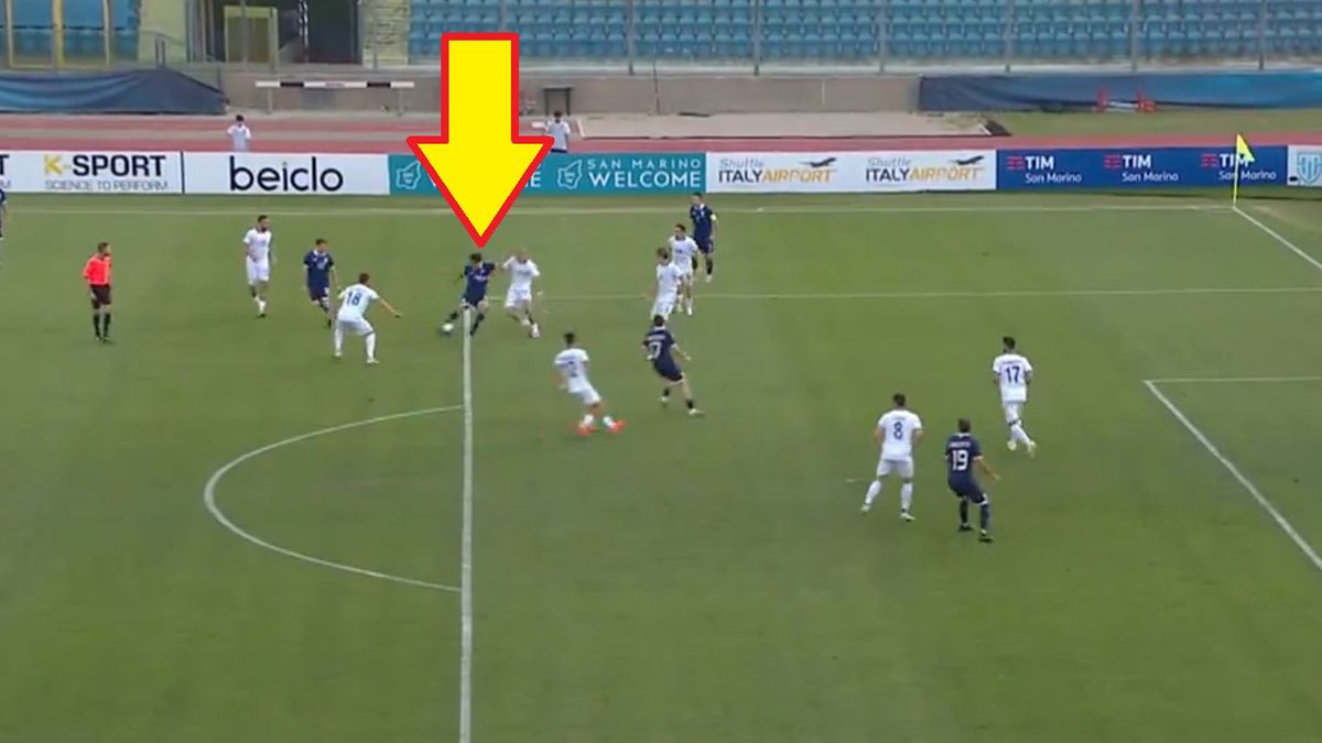 Zdjęcie okładkowe artykułu: Twitter / Screen / Polsat Sport / Na zdjęciu: Simone Giocondi strzelił pięknego gola w meczu San Marino - Cypr