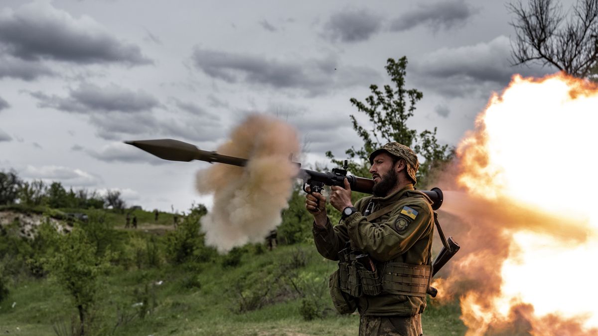 Combat readiness and experience training of 57th Brigade of Ukrainian army in Donetsk
DONETSK, UKRAINE - MAY 08: A soldier fires a rocket gun as Ukrainian soldiers in the Donetsk region, where the country's most intense clashes occur, attend intensive combat training by using both domestic and foreign weapons amid Russia-Ukraine war in Donetsk, Ukraine on May 08, 2023. Infantry is always prepared in a conflict where heavy weaponry like aircraft, helicopters, tanks and other heavy armored vehicles, artillery systems, and mortars are widely deployed on frontline. Combat readiness and experience training of the 57th Brigade of the Ukrainian army continues in Donetsk. (Photo by Muhammed Enes Yildirim/Anadolu Agency via Getty Images)
Anadolu Agency
57th brigade, artilery, attack, combat, deploy, domestic, experience, foreign, intensive, mortar, readiness, soldier, system, tank, training, ukrainian, vehicle