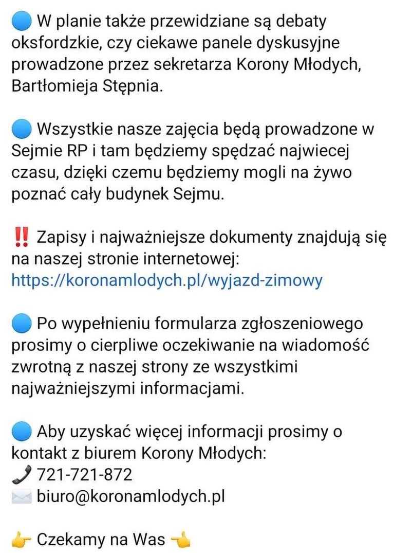 Wyjazd zimowy z Koroną Młodych