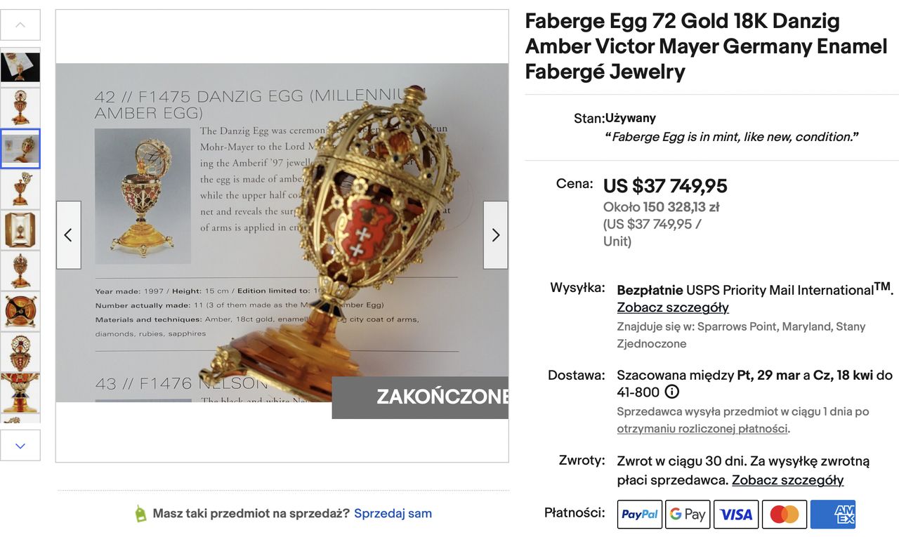 Gdańskie jajo Fabergé na aukcji