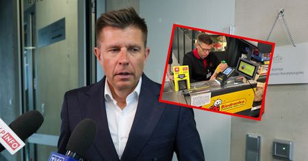 Ryszard Petru od rana w pracy. Zdjęcie ze sklepu