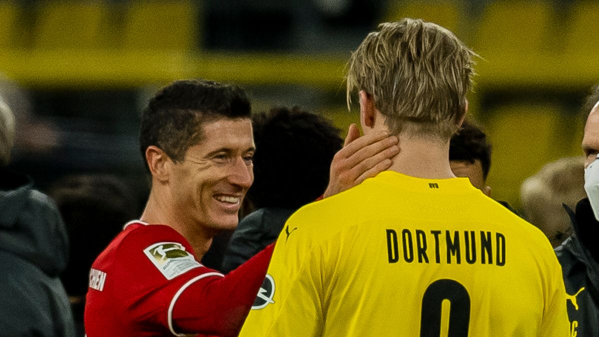 Getty Images / Alexandre Simoes / Na zdjęciu od lewej: Robert Lewandowski i Erling Haaland