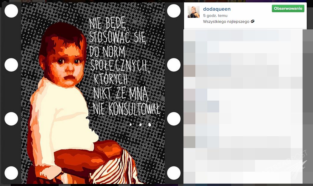 Doda udostępniła mem Marty Frej
Fot. screen z Instagram