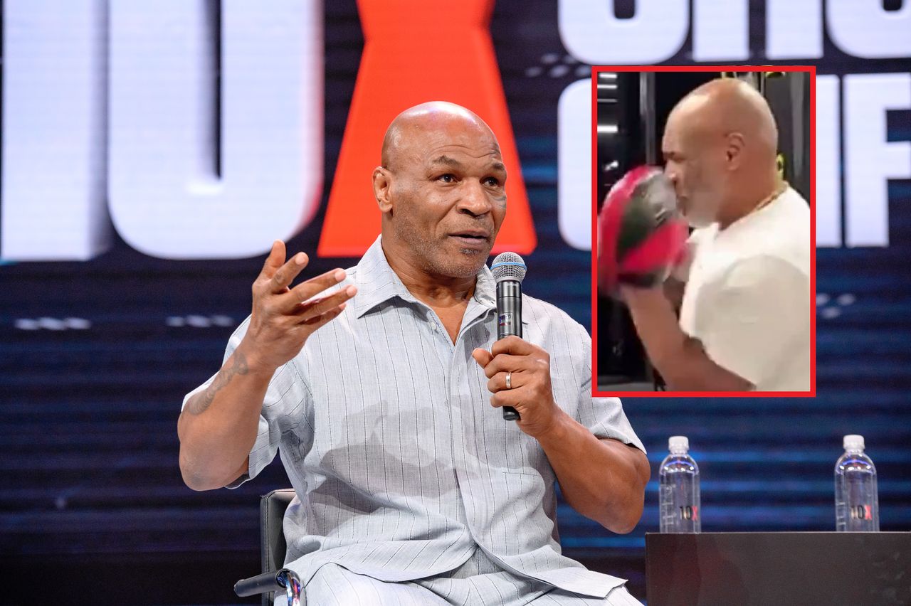 In the photo, Mike Tyson