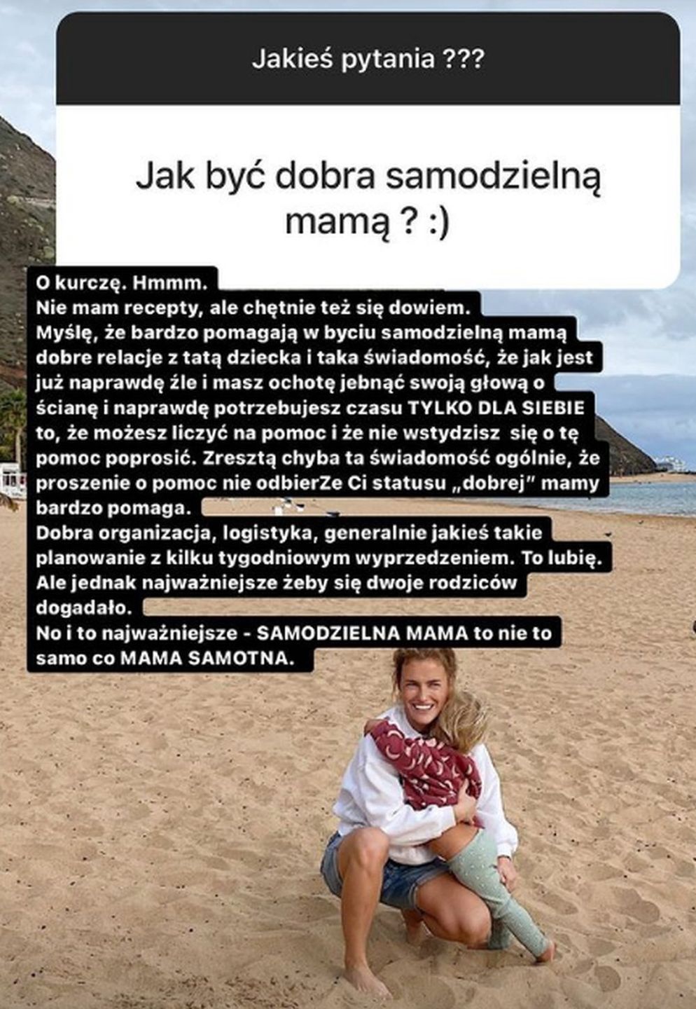Olga Frycz opisuje samodzielne macierzyństwo