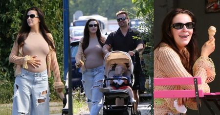 Ciężarna Dominika Serowska w dziurawych spodniach i Marcin Hakiel z Romeem osładzają sobie życie lodami na spacerze (ZDJĘCIA)