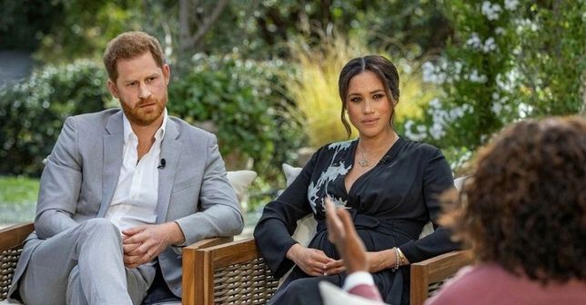 Meghan i Harry podczas rozmowy z Oprah Winfrey. 