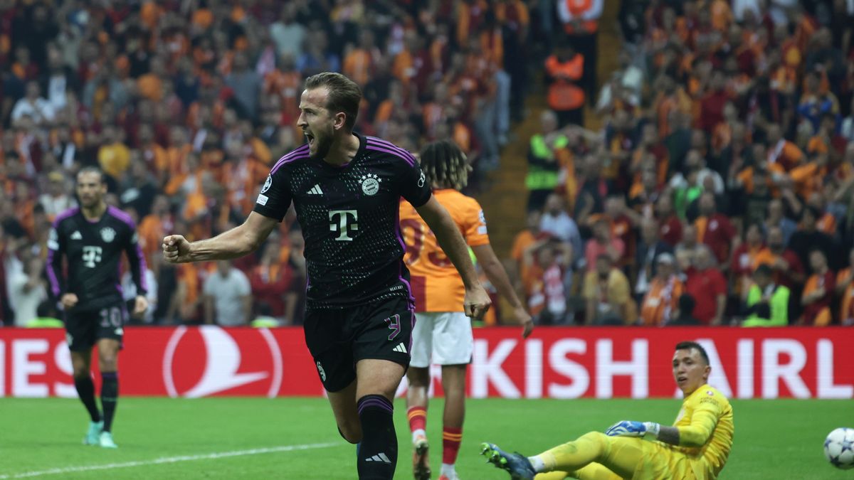 PAP/EPA / Erdem Sahin / Na zdjęciu: Harry Kane celebruje gola w meczu Galatasaray - Bayern