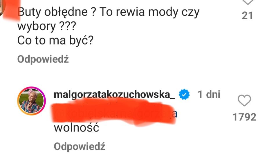 Kożuchowska na Instagramie
