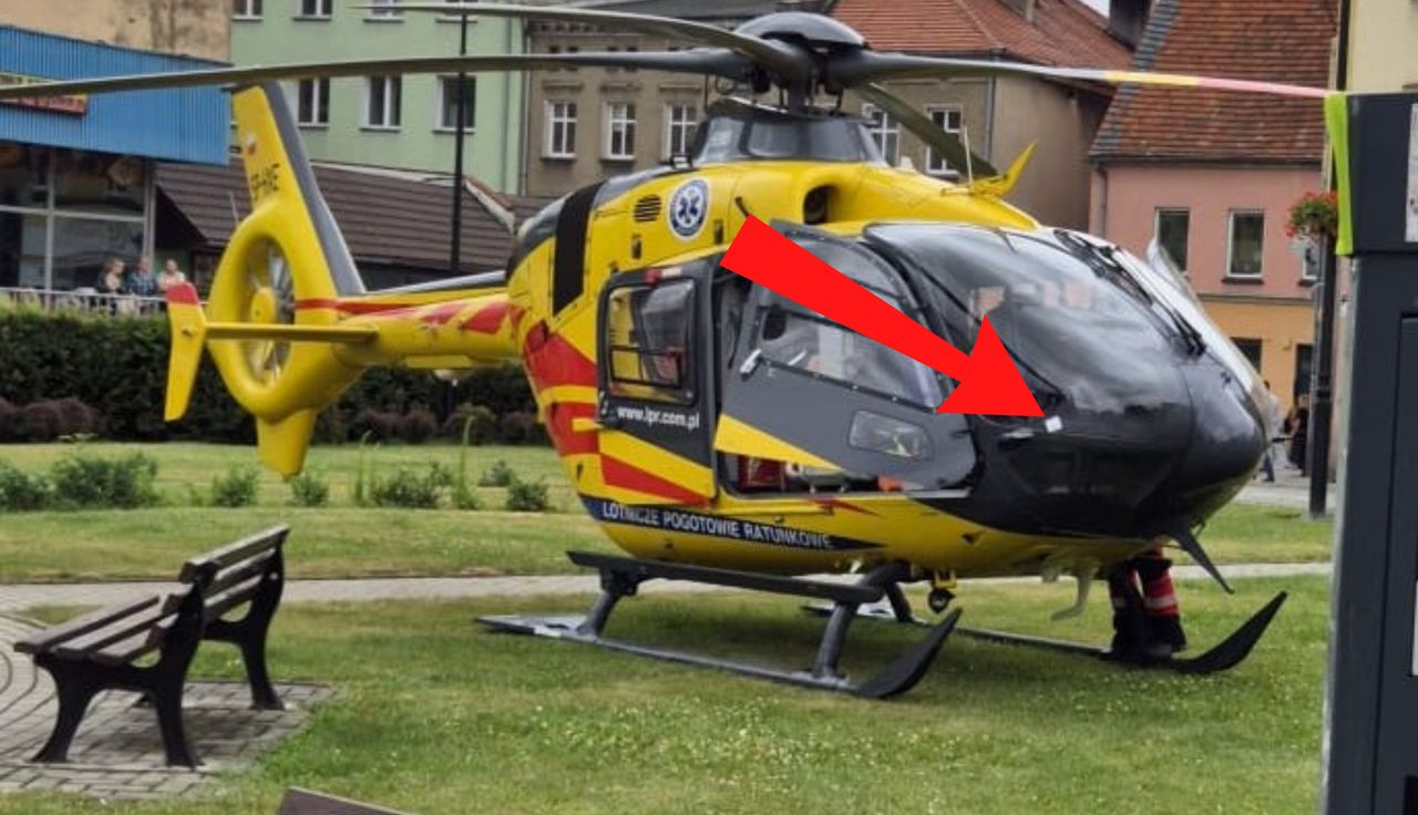 Śmigłowiec LPR na trawniku. I ta karteczka. "Zrobiliście mi dzień"