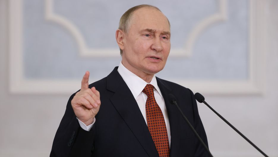 MINSK, BELARUS - JUNE 27: (RUSSIA OUT) Russian President Vladimir Putin speaks to journalists during his press confercence at the Palace of Independence, June 27, 2025, in Minsk, Belarus. Russian President Vladimir Putin finished his two-day visit to Belarus, where he attended the Eurasian Economic Union Summit. (Photo by Contributor/Getty Images)