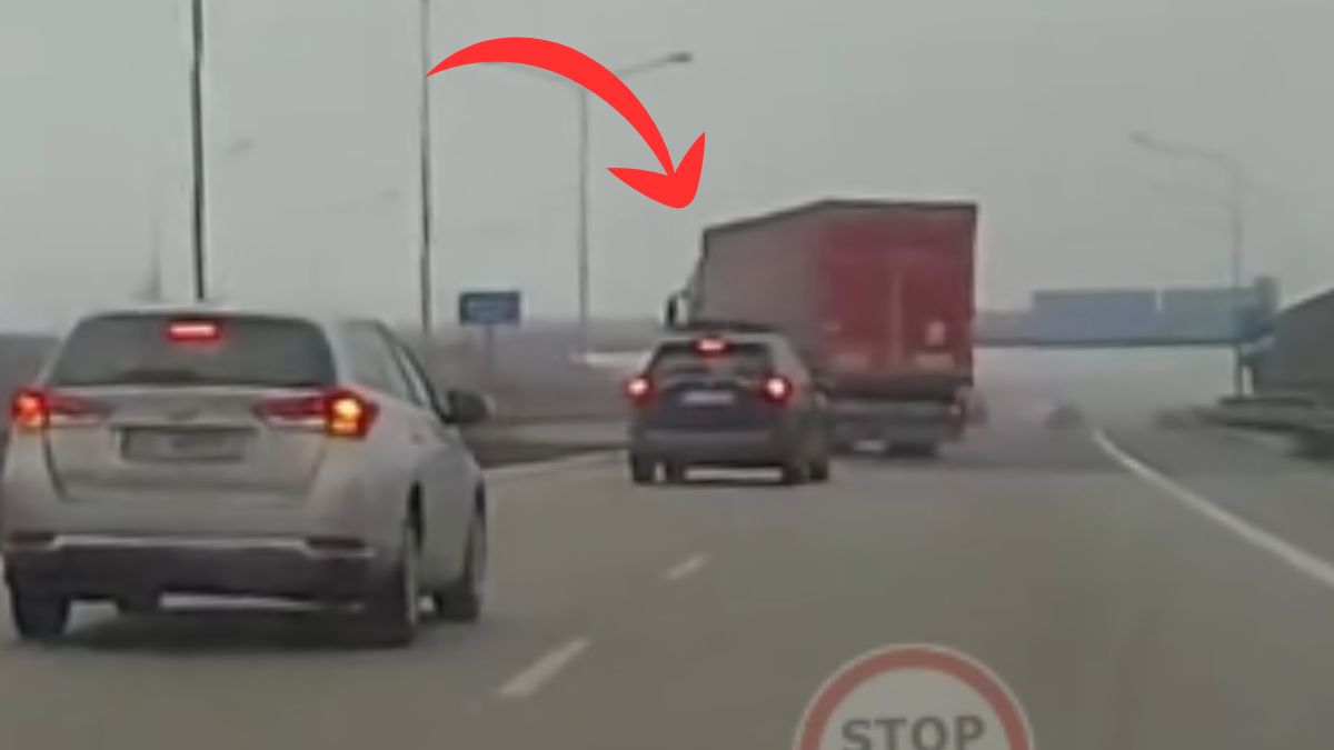 Kierowca ciężarówki nagle zjechał na lewy pas