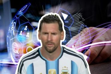 Leo Messi na tle grafiki o internecie