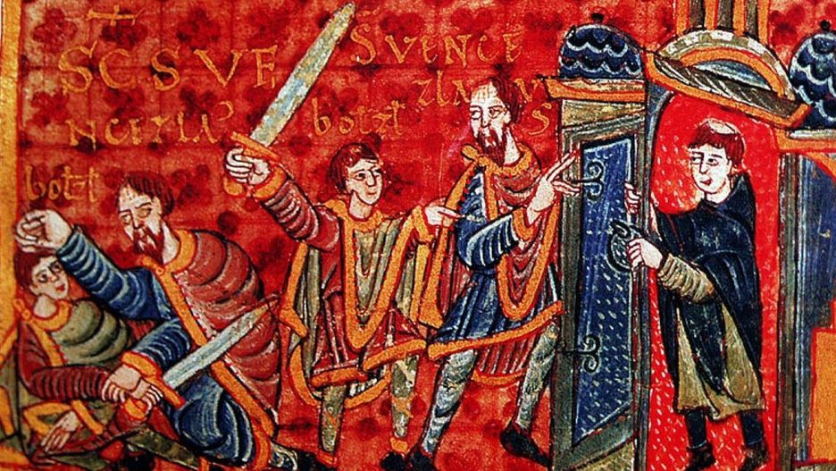 Zabójstwo św. Wacława na jednej z miniatur