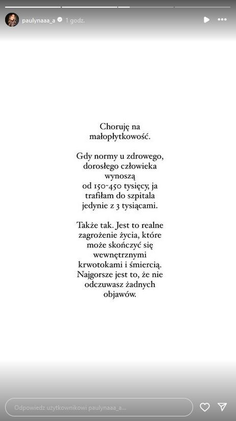 Paulina Piątek otwiera się na temat choroby
