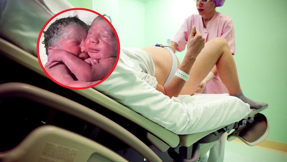 Cały czas się przytulają. Bliźniaki chwilę po urodzeniu