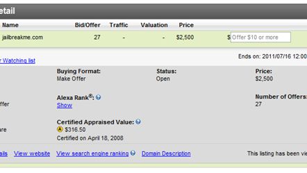 Domena jailbreakme.com wystawiona na sprzedaż. Co z jailbreakiem iPada 2? 1