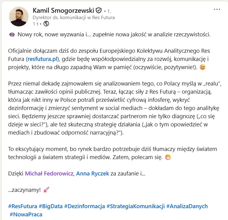 Screen LinkedIn Kamil Smogorzewski