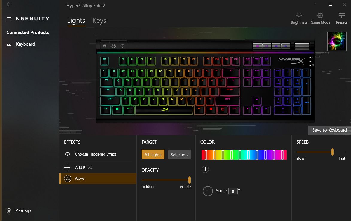 HyperX Aloy Elite 2 - ustawienia podświetlenia