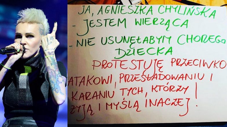 Agnieszka Chylińska pisze, że jest osobą wierzącą i że nie usunęłaby chorego dziecka