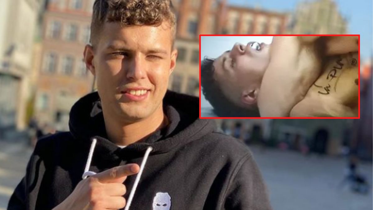 Na zdjęciu aktor z "Na wspólnej", na FAME MMA 10 mający kswykę "Haribo".