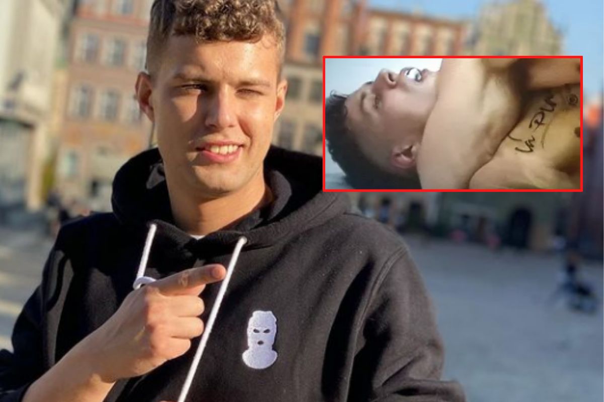 Na zdjęciu aktor z "Na wspólnej", na FAME MMA 10 mający kswykę "Haribo".