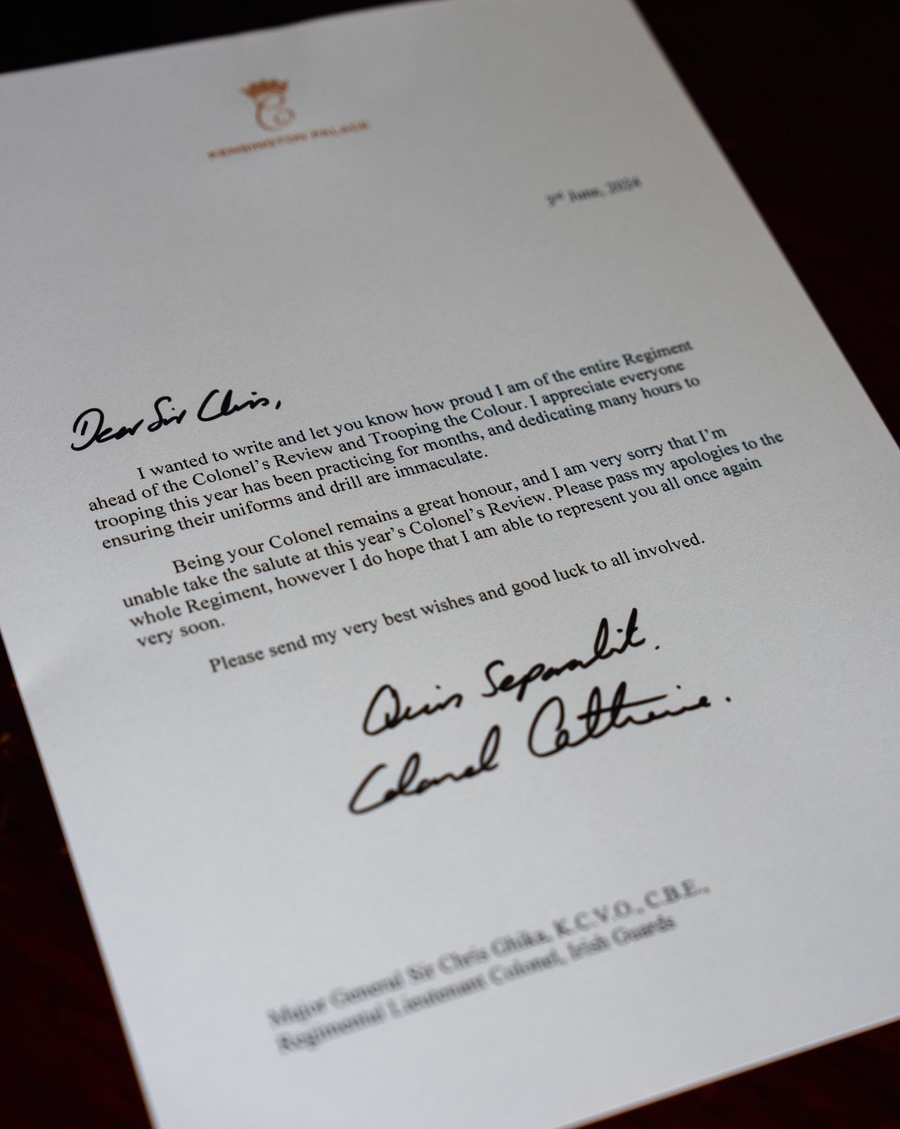 Duchess Kate's letter
