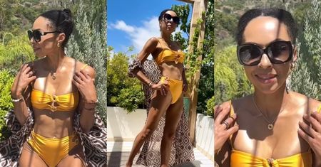 Omenaa Mensah pręży wysportowane ciało w bikini i dzieli się swoimi sposobami na smukłą sylwetkę: "TAK, MAM 45 LAT"