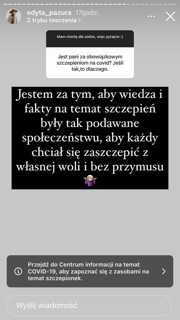 Edyta Pazura na temat szczepień 