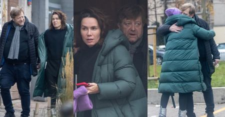 Ciężarna Olga Bołądź i Olaf Lubaszenko odziani w puchowe kurtki przemierzają warszawskie ulice po wspólnym LUNCHU (ZDJĘCIA)