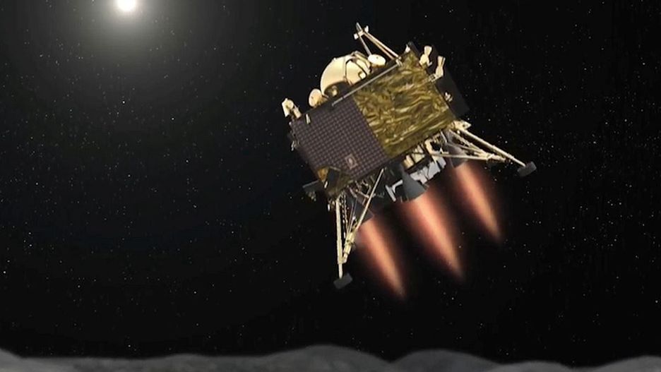 Artystyczna wizja lądowania Chandrayaan-3 