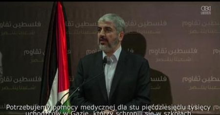 Lider Hamasu, Chaled Meszal, wzywa do zakończenia blokady granicy Gazy