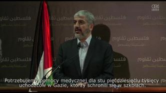 Lider Hamasu, Chaled Meszal, wzywa do zakończenia blokady granicy Gazy
