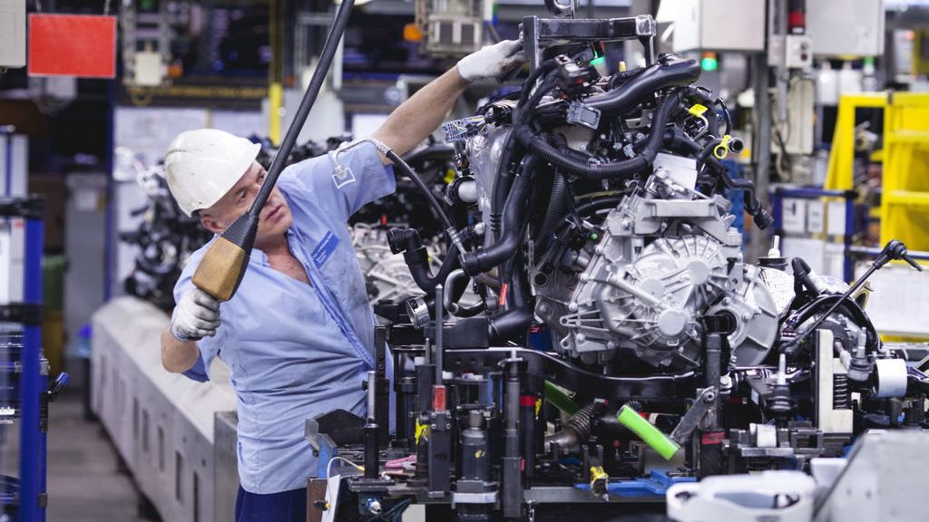 Opel Automobile Manufacture In Poland
A worker positions an engine for fitting to an Opel Astra automobile on the production line at the Opel automobile plant in Gliwice, Poland, on Monday, March 6, 2017. The maker of Peugeot and Citroen cars will pay 1.8 billion euros ($1.9 billion) for GMs Opel unit and its U.K. sister brand Vauxhall, as the French manufacturer bolsters its defenses in a peaking market thats being transformed by technology, new competitors and Brexit. Photographer: Bartek Sadowski/Bloomberg via Getty Images
Bloomberg
Industrial, Automotive, Automobiles, Manufacture, Industry, Fabrication, Cars, Manufacturing